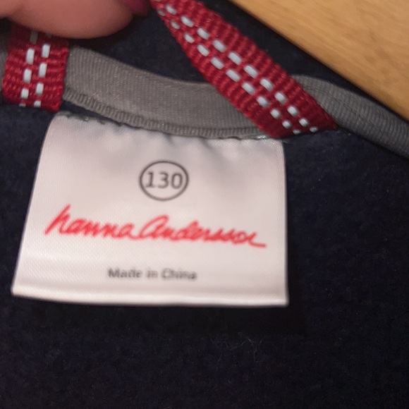 Hanna Anderson fleece jacket  size 130 / 8US color navy/grey/red - Picture 2 of 4